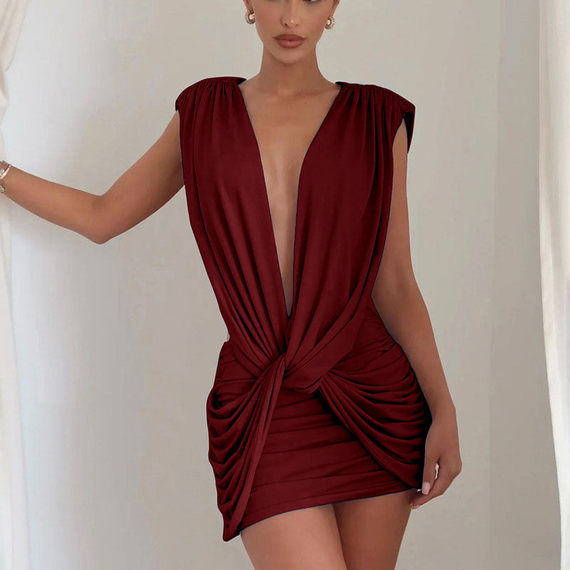 Emilie's Boutique ™  Ruched Crisscross Twist Slim-Fit Dress