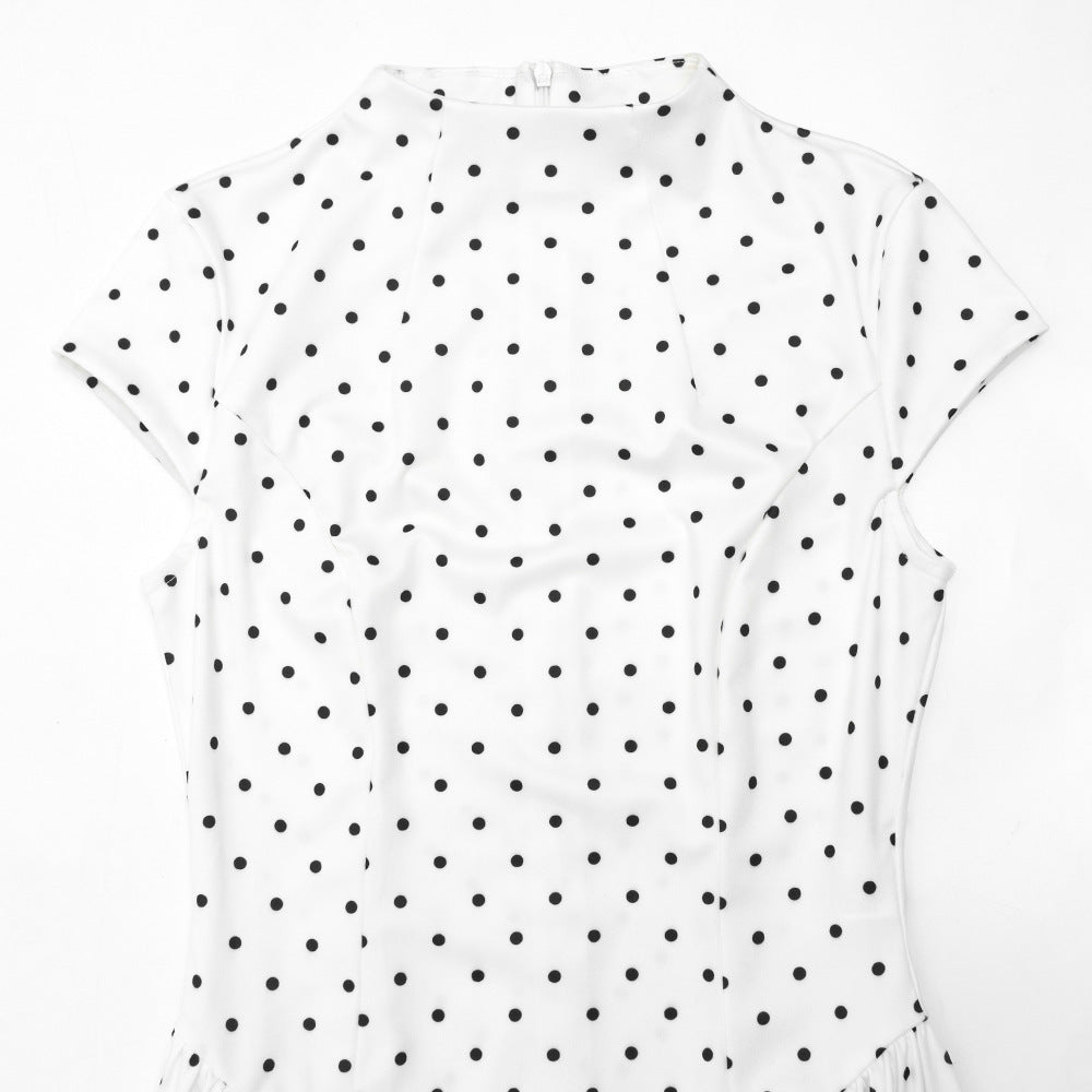 Emilie's Boutique ™ Elegant Polka-Dot Print Round-Neck Maxi Dress