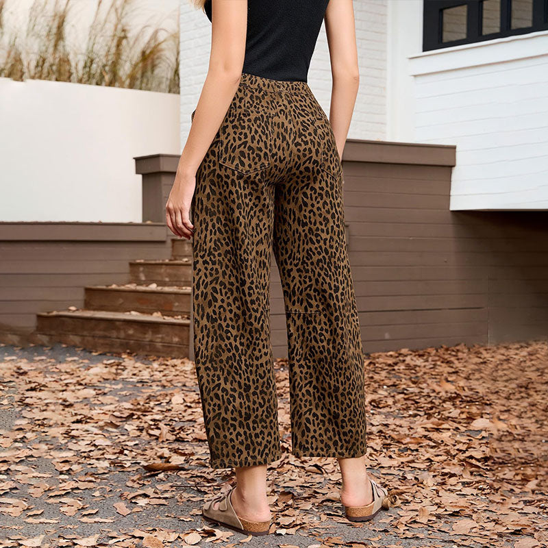 Emilie's Boutique ™  Casual leopard print elastic straight leg pants