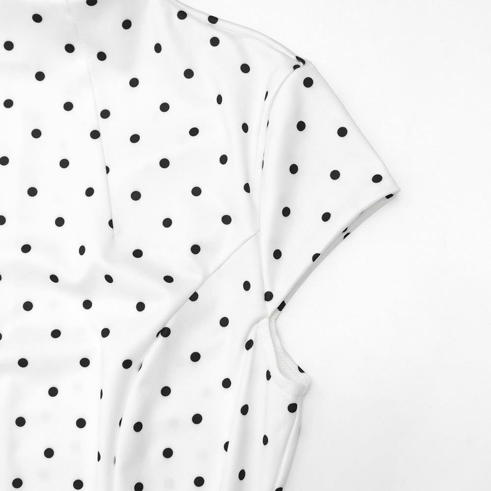 Emilie's Boutique ™  Elegant Polka-Dot Print Round-Neck Maxi Dress