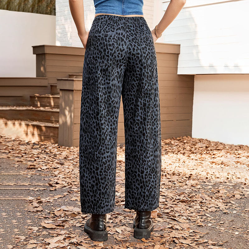Emilie's Boutique ™  Casual leopard print elastic straight leg pants
