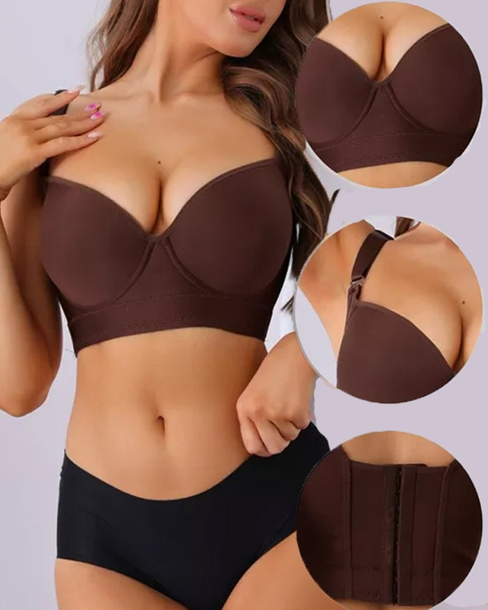 Emilie's Boutique ™ [2-Pack] Extra Firm High Compression Full Cup Push Up Bra - Black+Brown