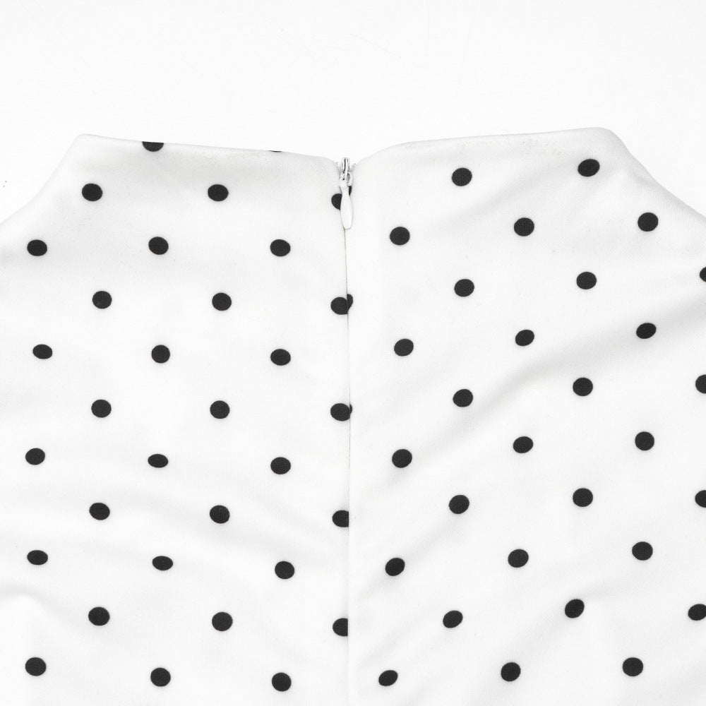 Emilie's Boutique ™  Elegant Polka-Dot Print Round-Neck Maxi Dress