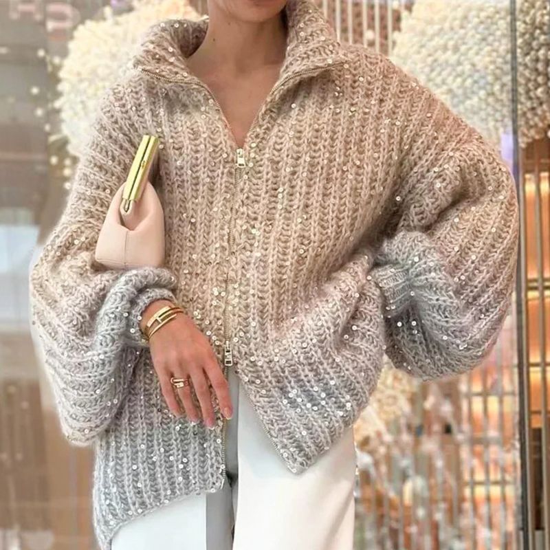 Emilie's Boutique ™  Full-Zipper Knit Sweater for Women