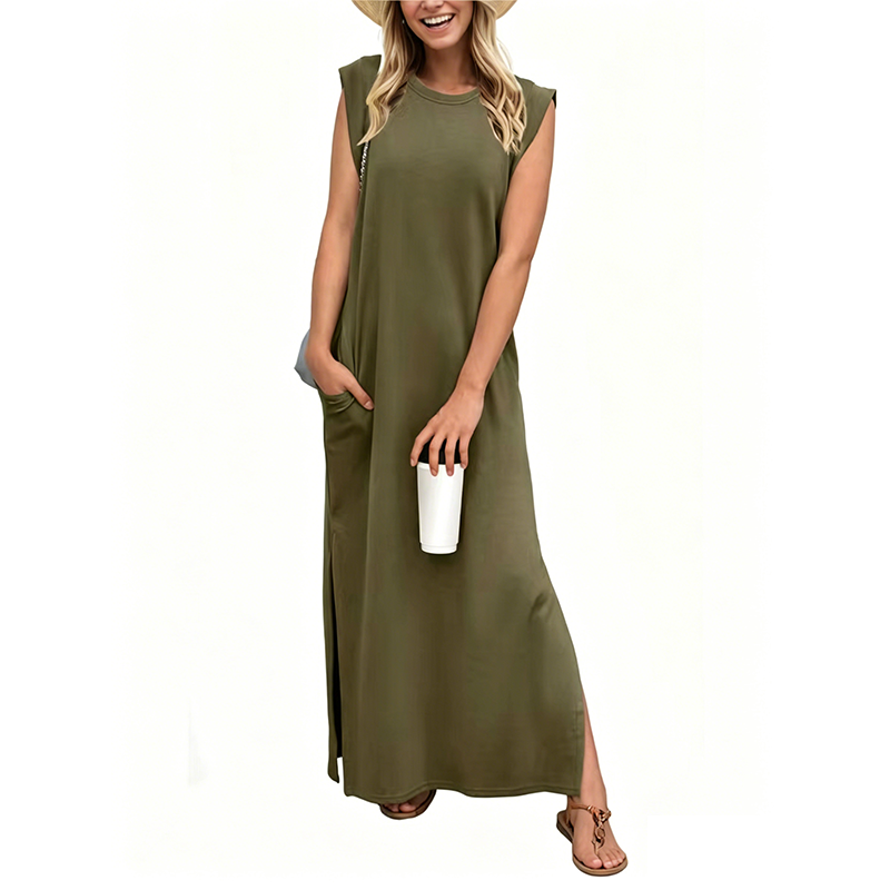 Emilie's Boutique ™  Casual Crew  Neck Sleeveless Maxi Dress