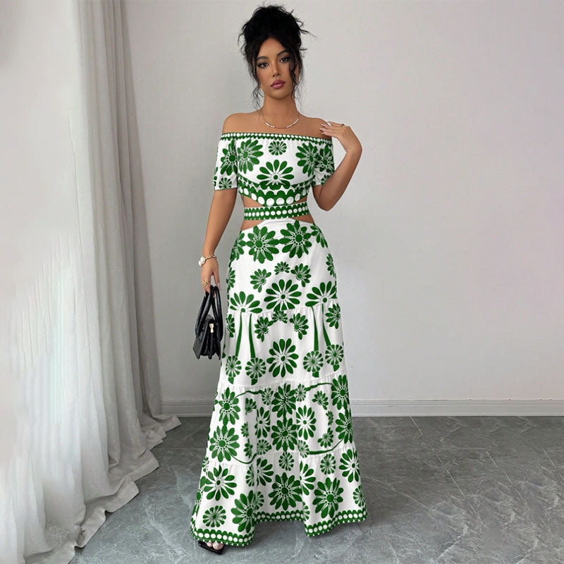 Emilie's Boutique ™  Off-the-shoulder cut-out printed dress