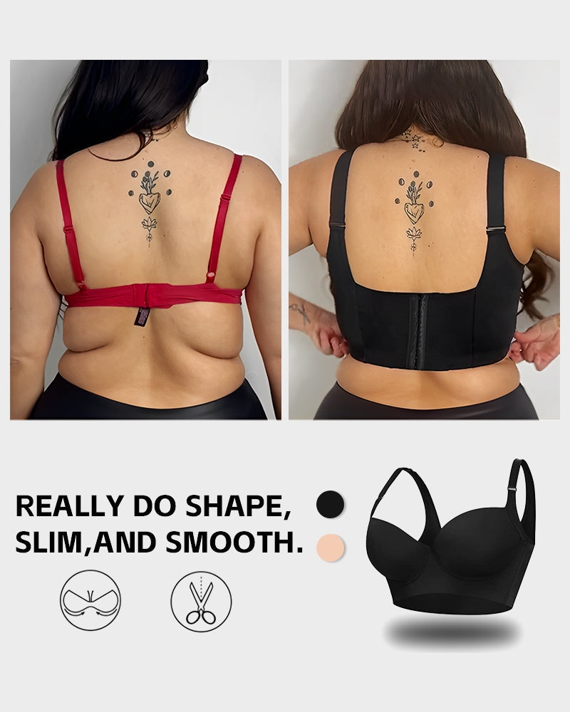 Emilie's Boutique ™ [2-Pack] Extra Firm High Compression Full Cup Push Up Bra - Black+Brown