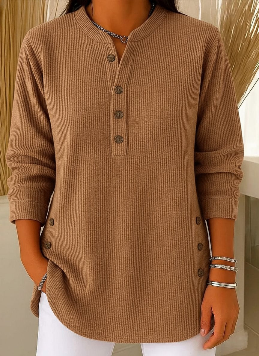 💃Women's Solid Color Crew Neck Long Sleeve Casual Loose Knit Pullover