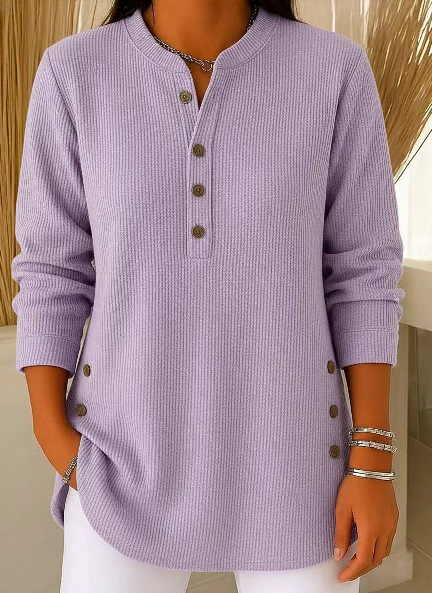 💃Women's Solid Color Crew Neck Long Sleeve Casual Loose Knit Pullover