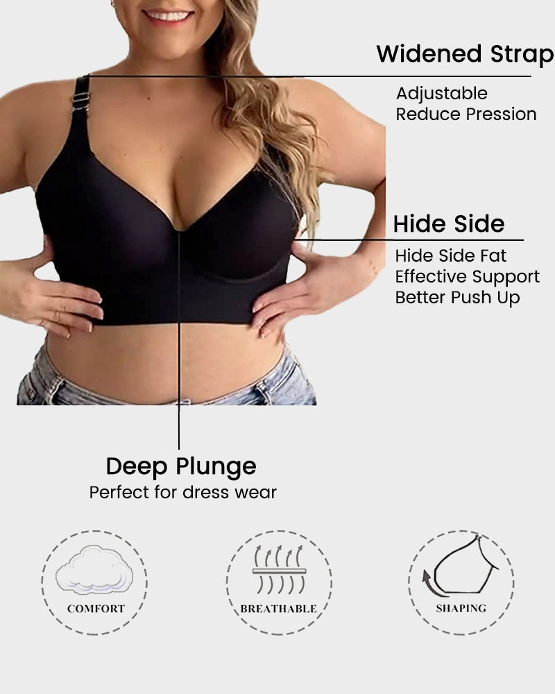 Emilie's Boutique ™ [2-Pack] Extra Firm High Compression Full Cup Push Up Bra - Black+Brown