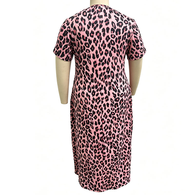 Emilie's Boutique ™  Plus-size leopard print round-neck dress