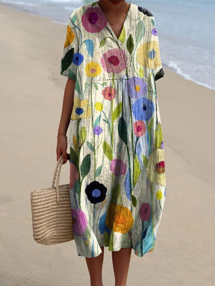 Emilie's Boutique ™ Spring Field Art Printed Women's Flowy Dress