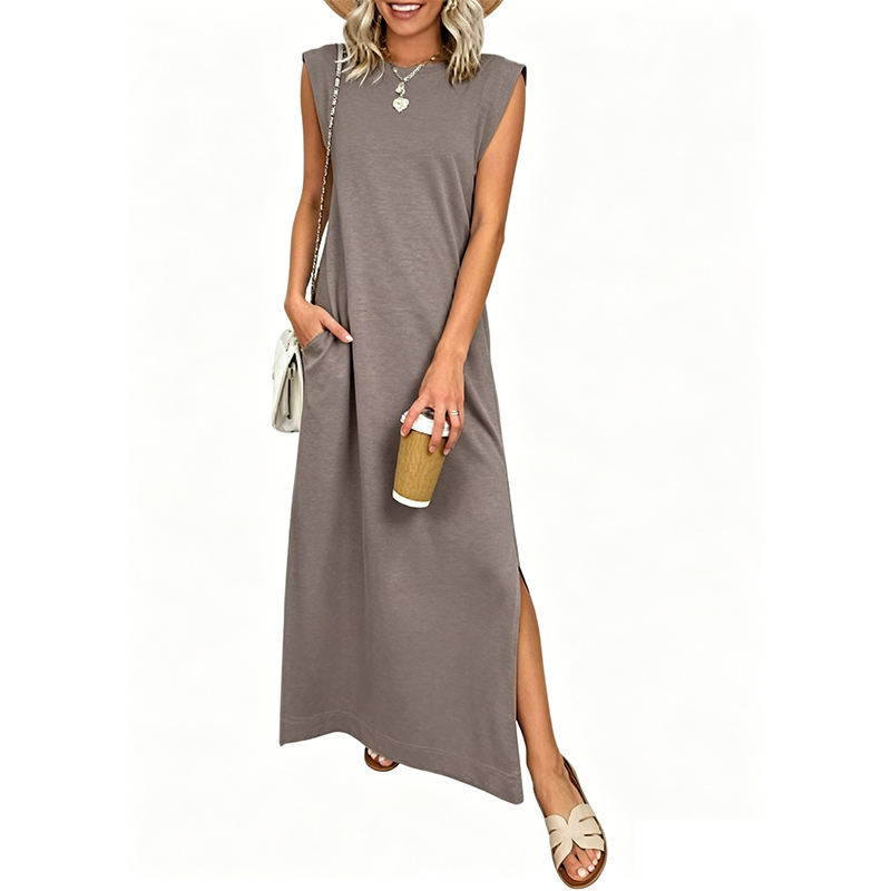 Emilie's Boutique ™  Casual Crew  Neck Sleeveless Maxi Dress