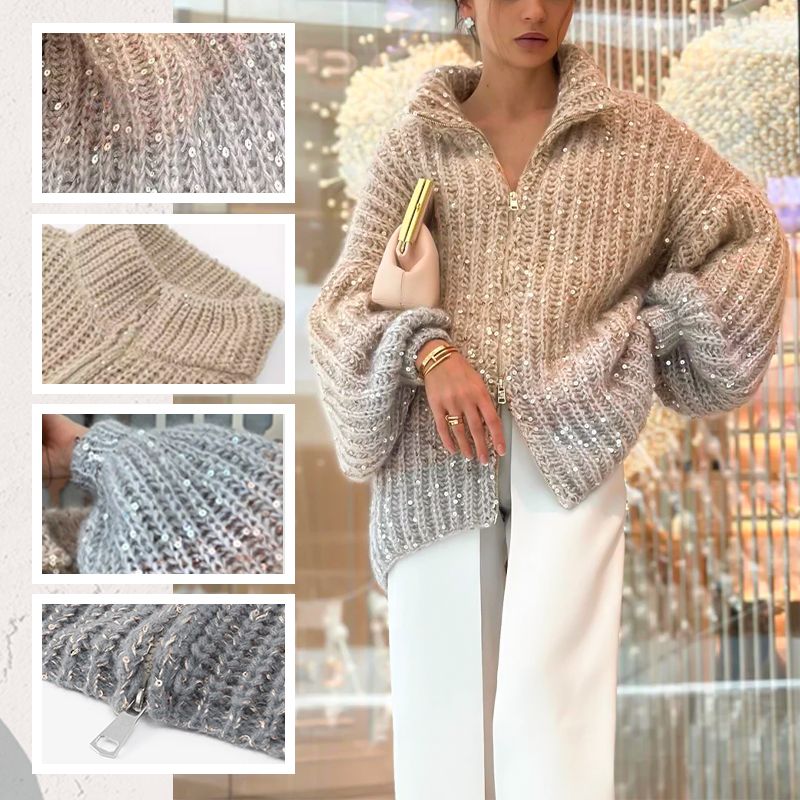 Emilie's Boutique ™  Full-Zipper Knit Sweater for Women