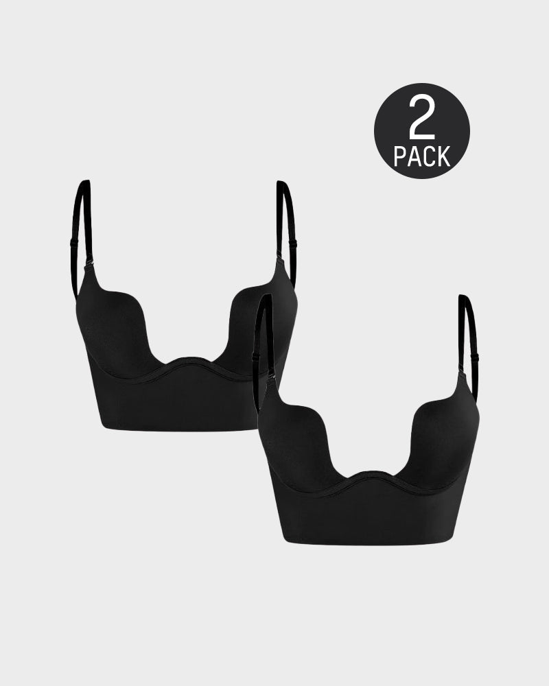 Emilie's Boutique ™ [2 Pack]Low Back Secret Plunge Bra - Black
