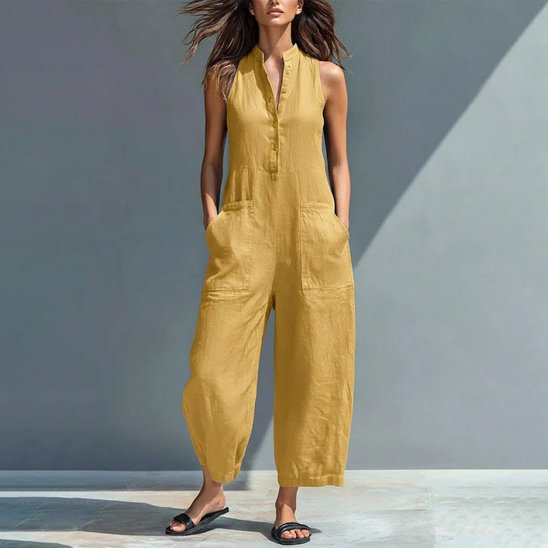 Emilie's Boutique ™  Casual loose sleeveless wide-leg jumpsuit