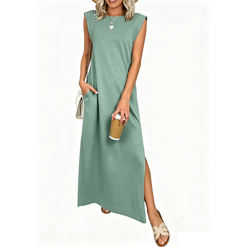 Emilie's Boutique ™  Casual Crew  Neck Sleeveless Maxi Dress