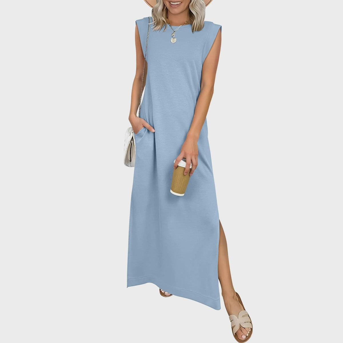 Emilie's Boutique ™  Casual Crew  Neck Sleeveless Maxi Dress