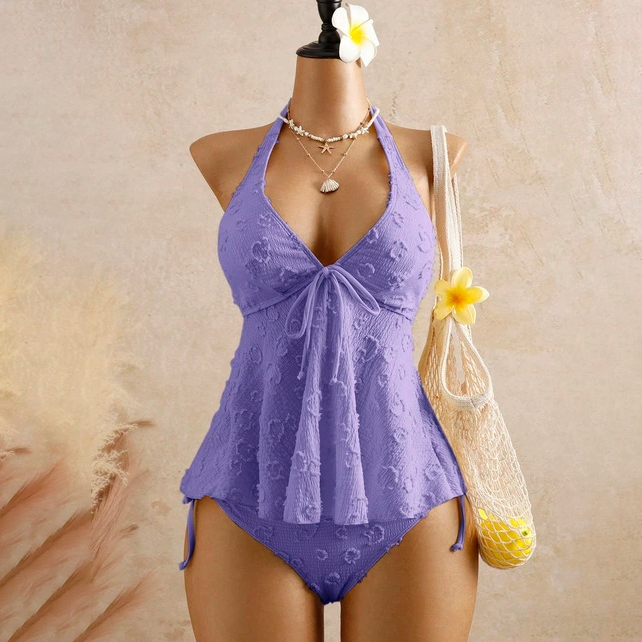 Emilie's Boutique ™ Textured halter neck two-piece swimsuit