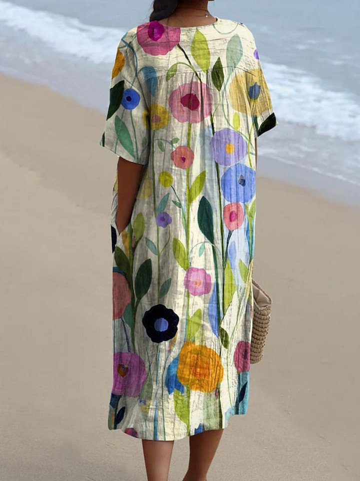 Emilie's Boutique ™ Spring Field Art Printed Women's Flowy Dress