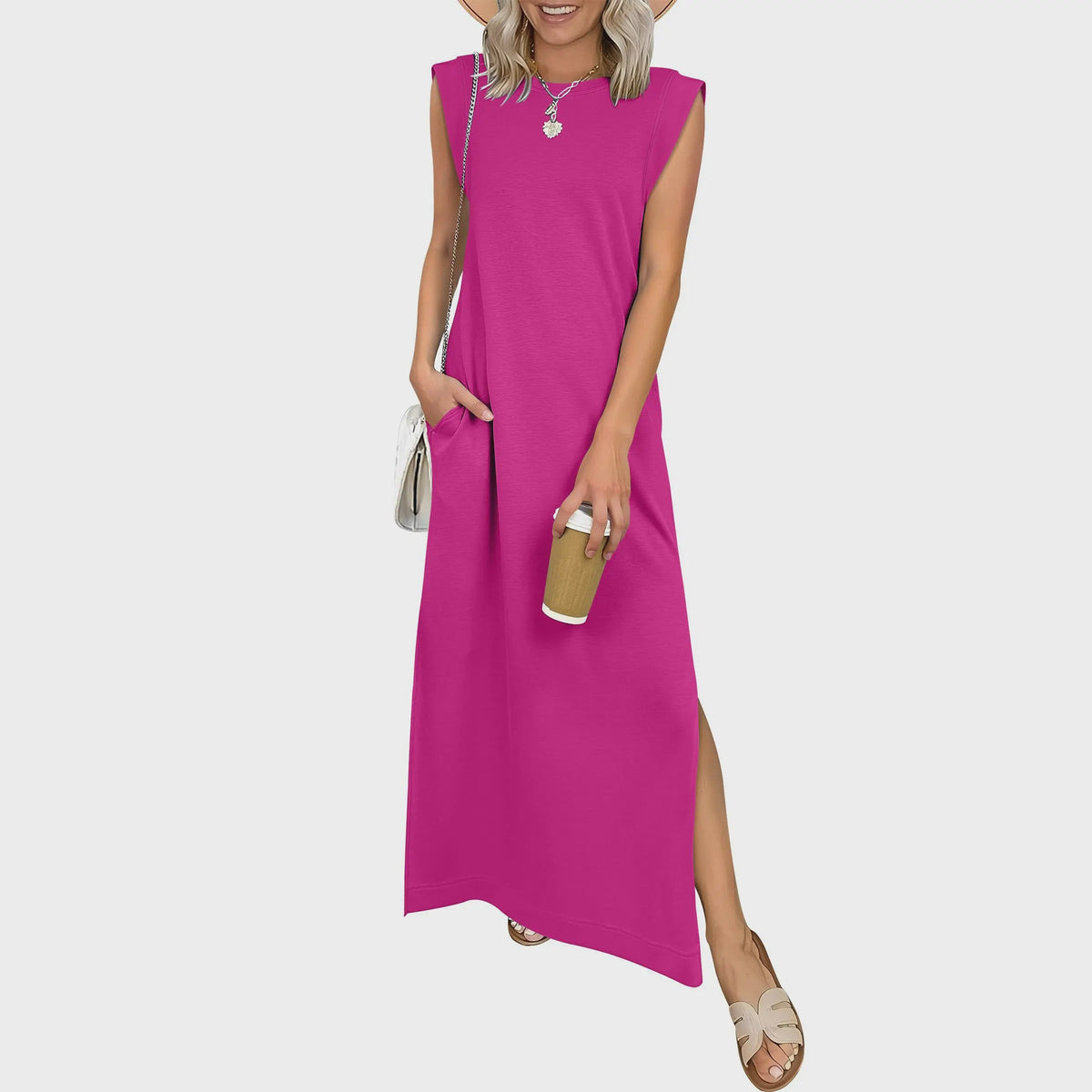 Emilie's Boutique ™  Casual Crew  Neck Sleeveless Maxi Dress