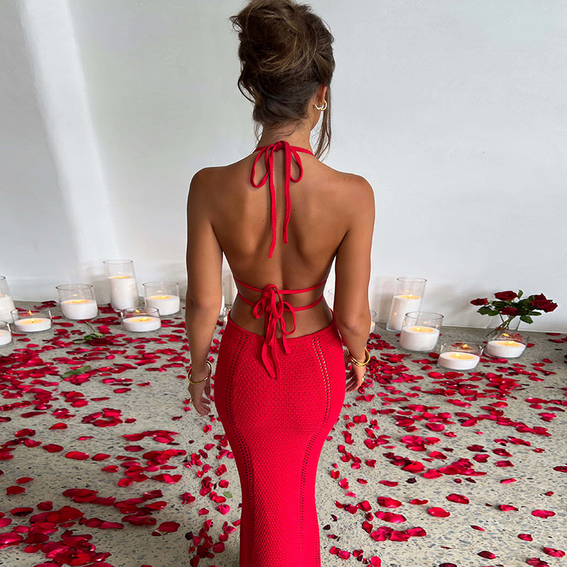 Emilie's Boutique ™  Halter Neck Cutout Knit Bodycon Mini Dress