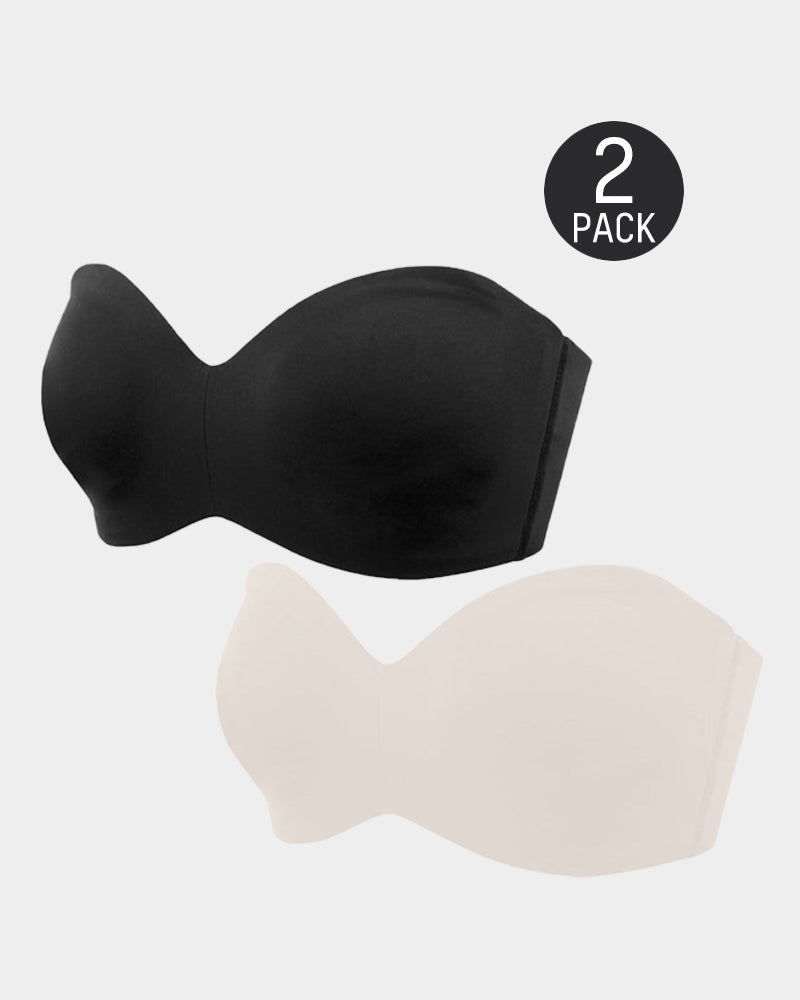 Emilie's Boutique ™ [2-Pack] Full Support Non-Slip Convertible Bandeau Bra