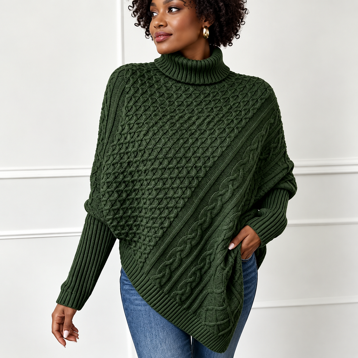 Emilie's Boutique ™ Cable Knit Poncho Sweater
