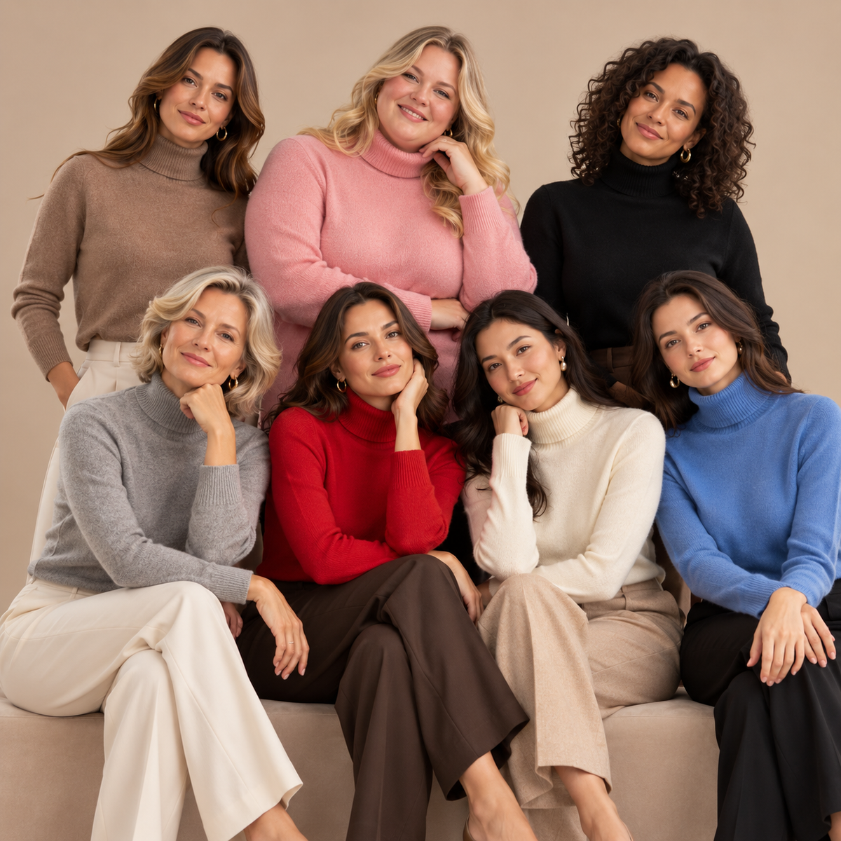 Emilie's Boutique ™ 100% Merino Wool Turtleneck Long Sleeve Pullovers