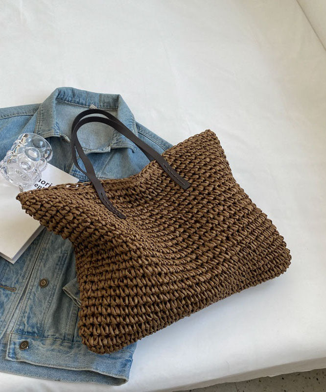 Emilie's Boutique ™  Coffee Straw Woven Satchel Bag