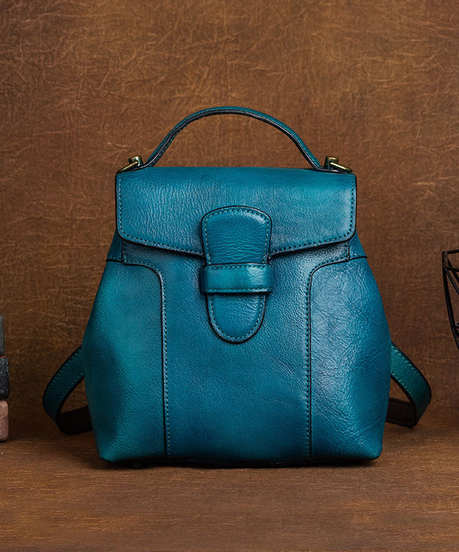 Emilie's Boutique ™  DIY Blue Oriental Paintings Calf Leather Backpack Bag