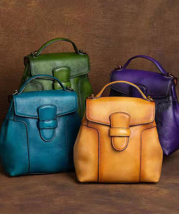 Emilie's Boutique ™  DIY Blue Oriental Paintings Calf Leather Backpack Bag
