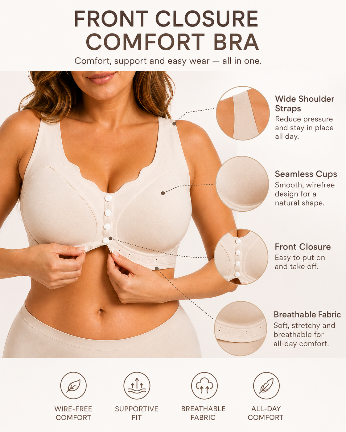 Emilie's Boutique ™ Seamless Wire-Free Front Closure Comfort Jelly Bra