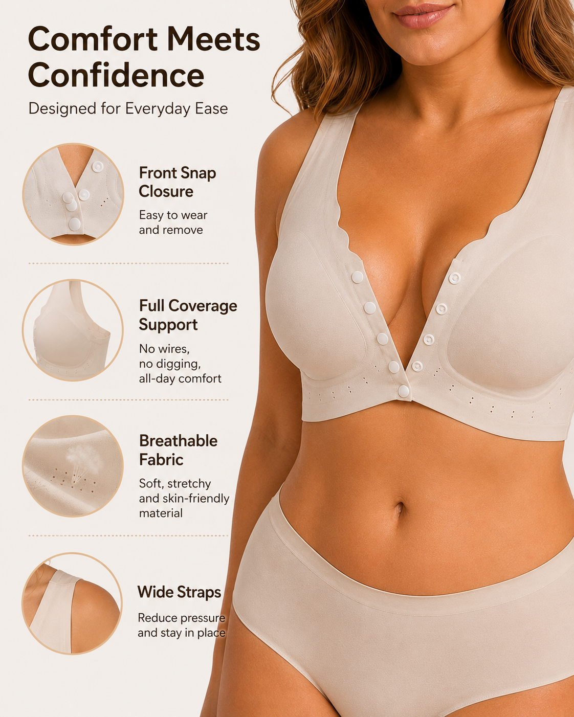 Emilie's Boutique ™ Seamless Wire-Free Front Closure Comfort Jelly Bra