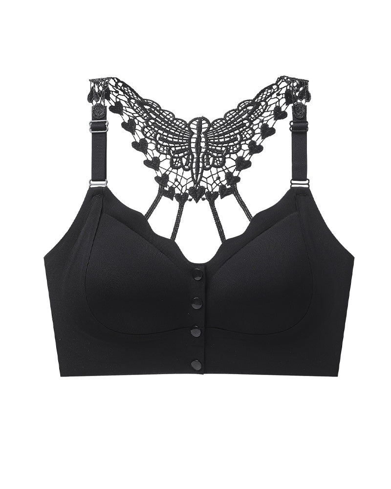 Emilie's Boutique ™ Seamless Front-closure Push-up Butterfly Back Bra