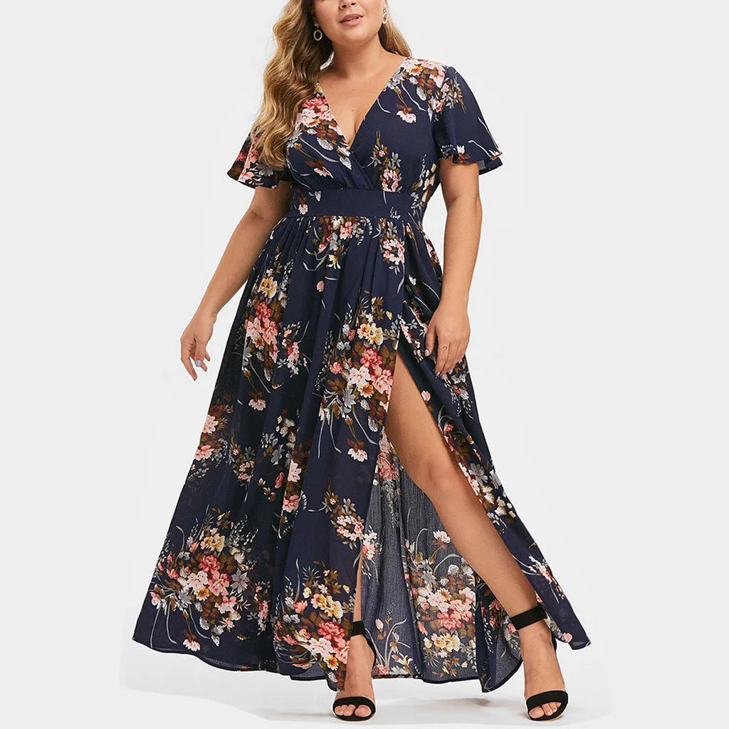 Emilie's Boutique ™ Floral Print Fitted Waist Knit Dress.