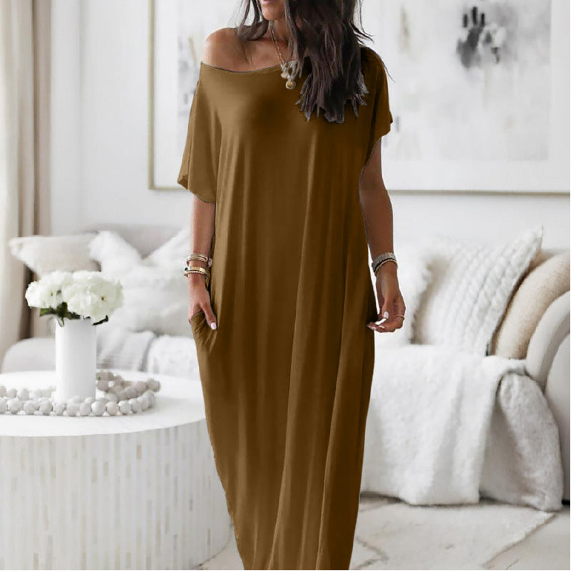 Emilie's Boutique ™  Oversized Asymmetric Off-Shoulder Casual Dress