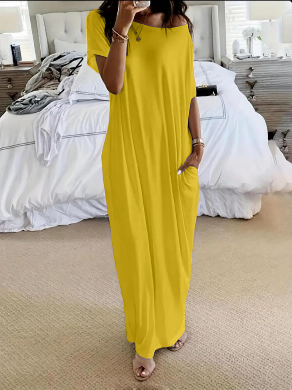 Emilie's Boutique ™  Oversized Asymmetric Off-Shoulder Casual Dress