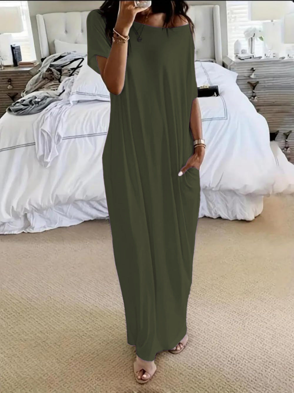 Emilie's Boutique ™  Oversized Asymmetric Off-Shoulder Casual Dress