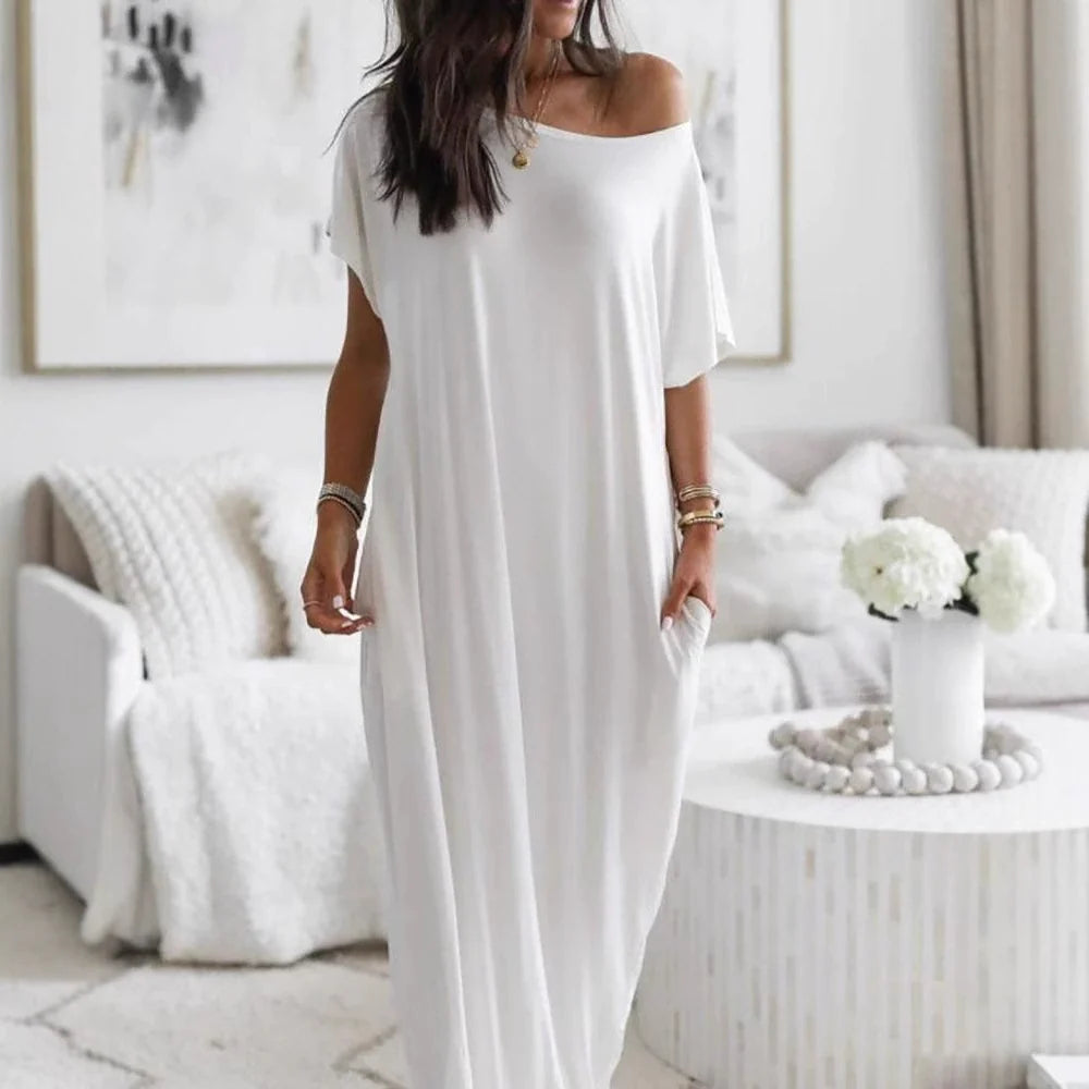 Emilie's Boutique ™  Oversized Asymmetric Off-Shoulder Casual Dress