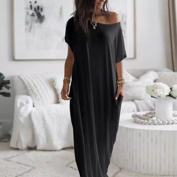 Emilie's Boutique ™  Oversized Asymmetric Off-Shoulder Casual Dress