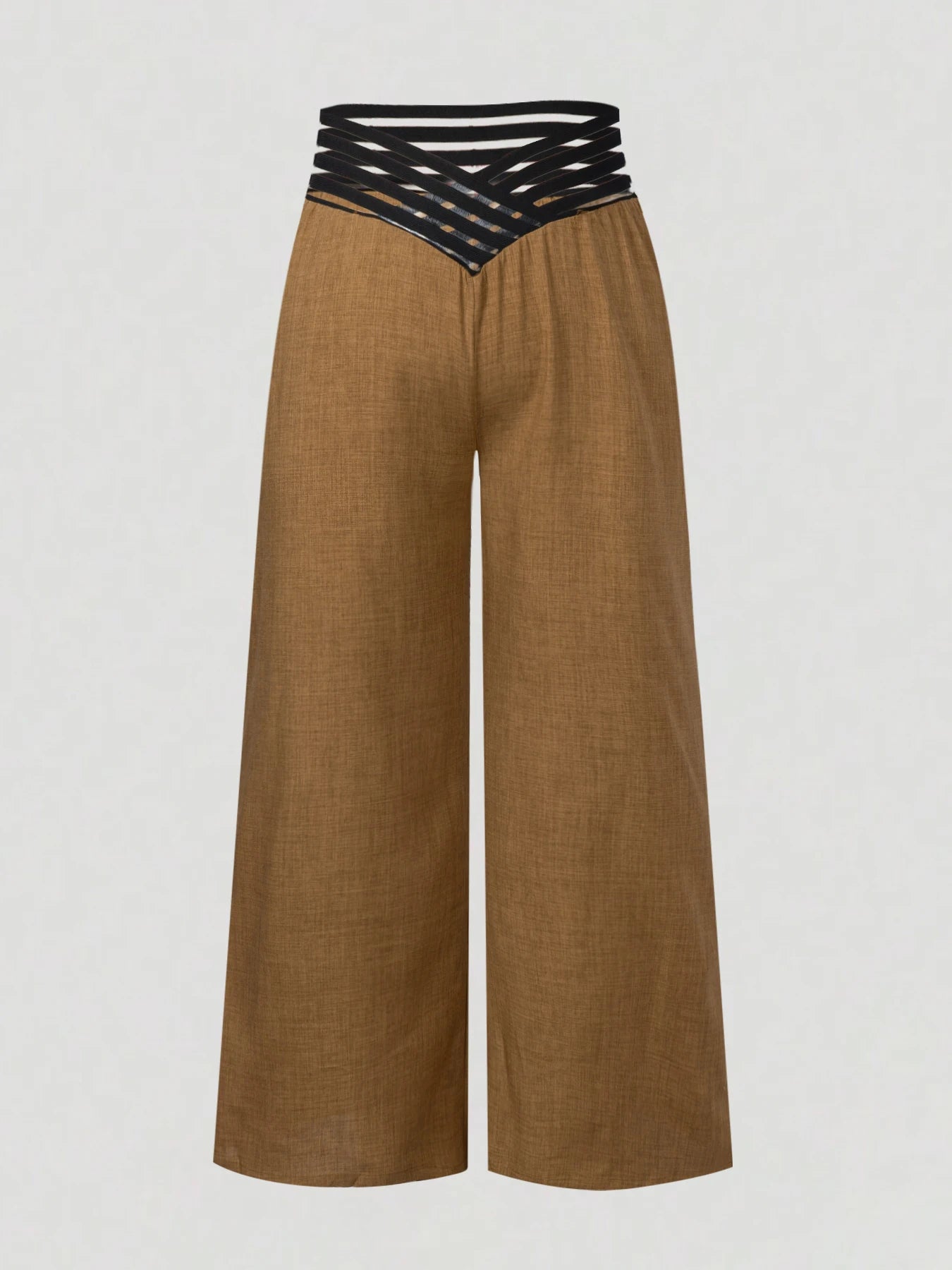 Emilie's Boutique ™ crisscross mesh, wide legs, casual denim pants.