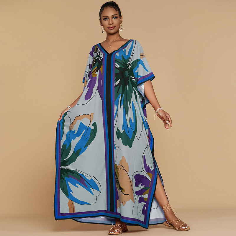 Emilie's Boutique ™  Loose-fit printed beach cover-up maxi dress