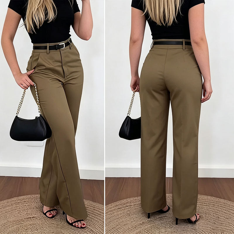 Emilie's Boutique ™ Slim-fit high-waisted straight-leg suit pants