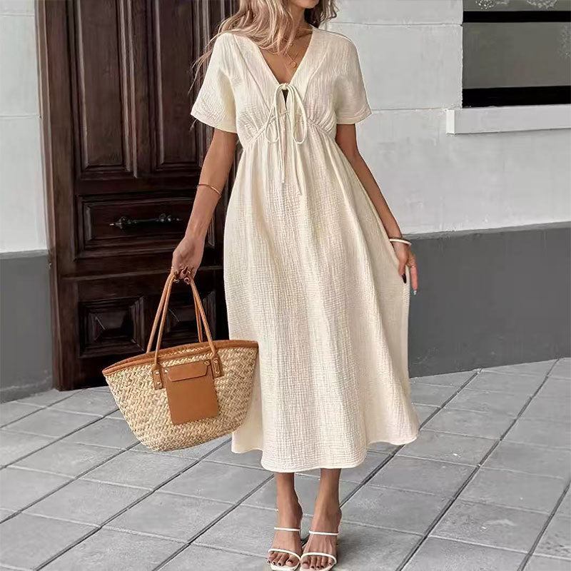 Emilie's Boutique ™  Front tie V-neck A-line dress