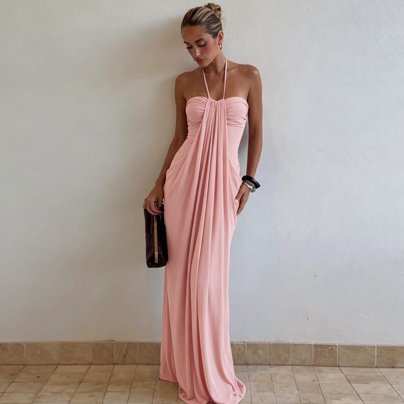 Emilie's Boutique ™  Draped, form-fitting halter maxi dress