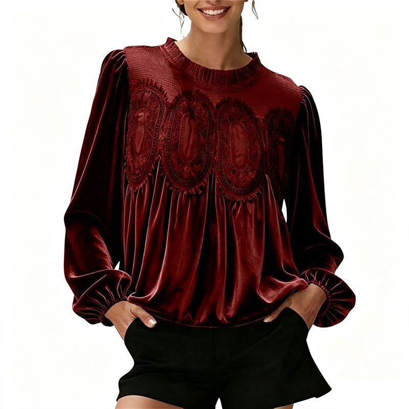 Emilie's Boutique ™ Retro pleated long-sleeved casual top