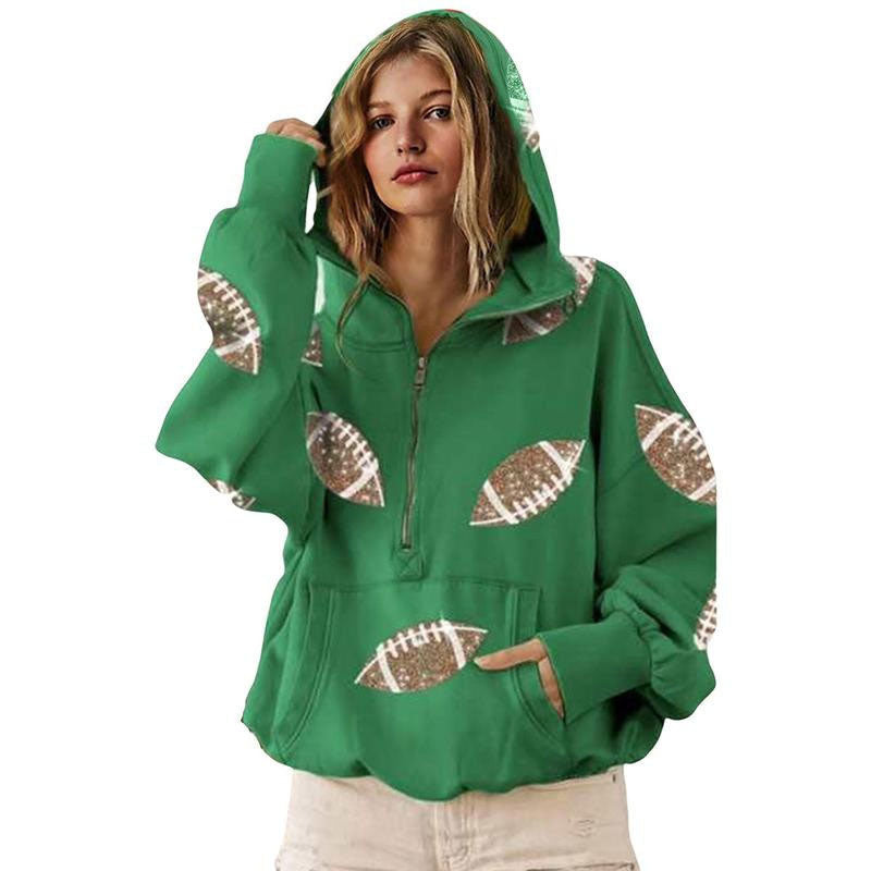 Emilie's Boutique ™ Printed half-zip loose hoodie