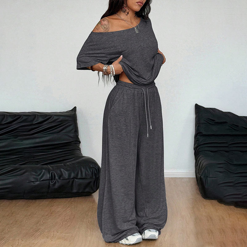 Emilie's Boutique ™ short-sleeve top and wide-leg trousers set