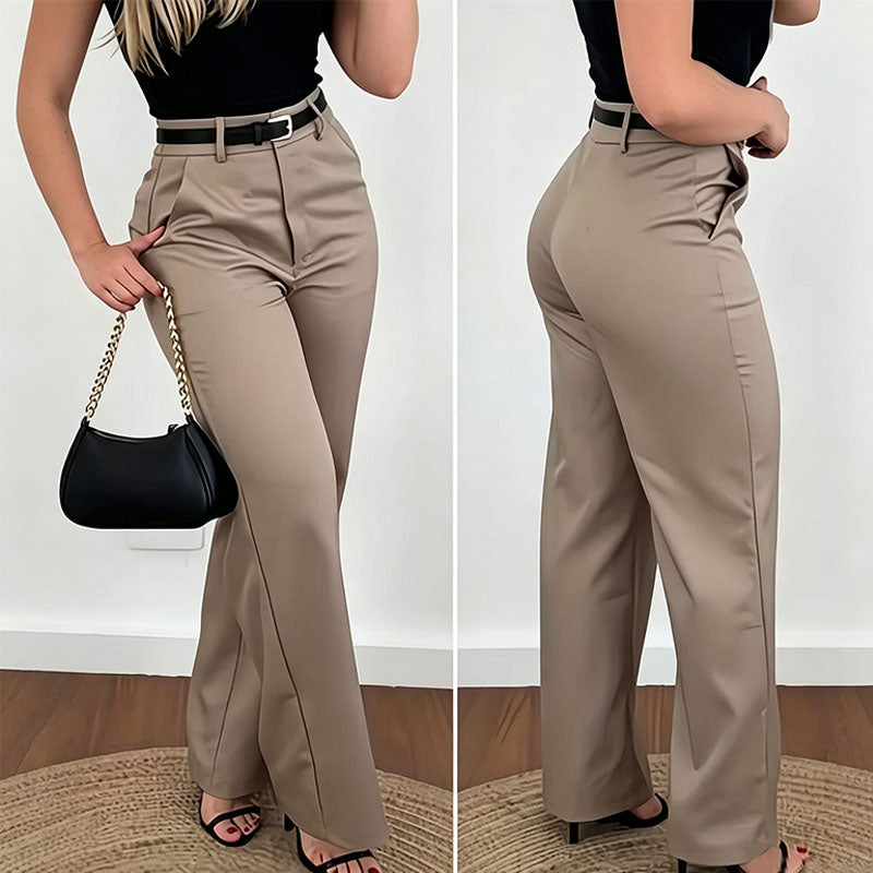 Emilie's Boutique ™ Slim-fit high-waisted straight-leg suit pants
